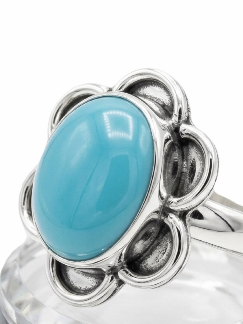 New Artisan Blue Chalcedony Gemstone 925 Sterling Silver Floral Flower Ring